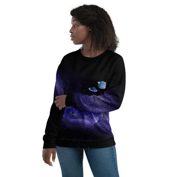 Allover Print Sweatshirt - Galaxy Cat by Wanderkraehe ein Produkt von SCHIETKRAM