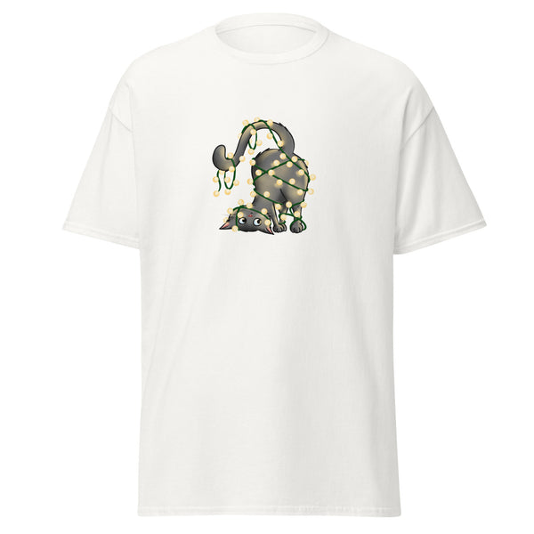 T-Shirt Classic - Weihnachts-Katze Lichterkette by Wanderkraehe ein Produkt von SCHIETKRAM
