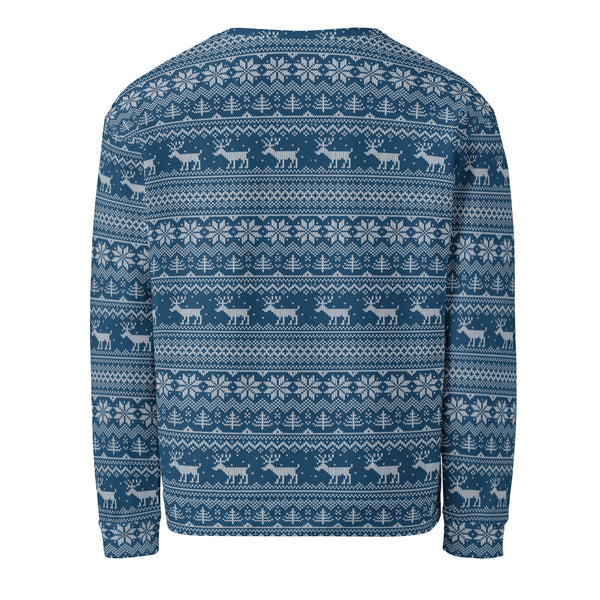 Allover Print Sweatshirt -Weihnachten Strick blue ein Produkt von SCHIETKRAM