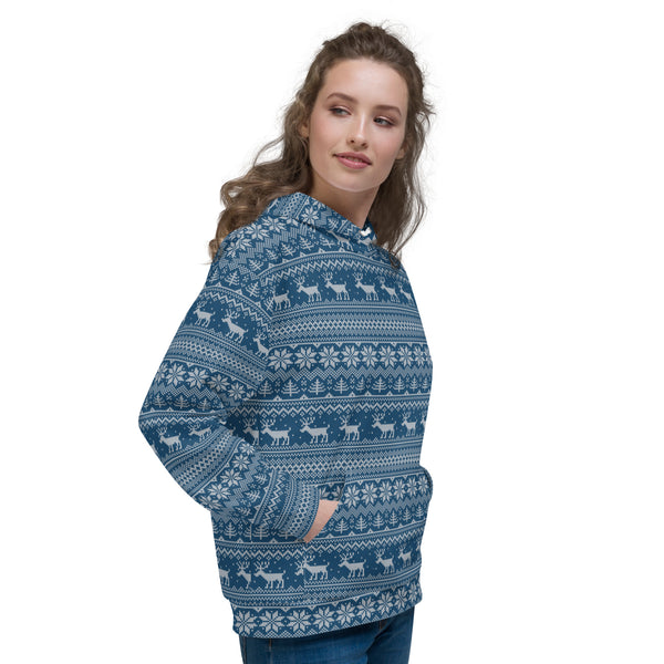 Allover Print Hoodie - Weihnachten Strick blue ein Produkt von SCHIETKRAM
