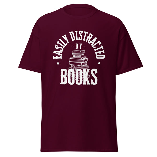 T-Shirt Classic - Easily Distracted by Books white ein Produkt von SCHIETKRAM