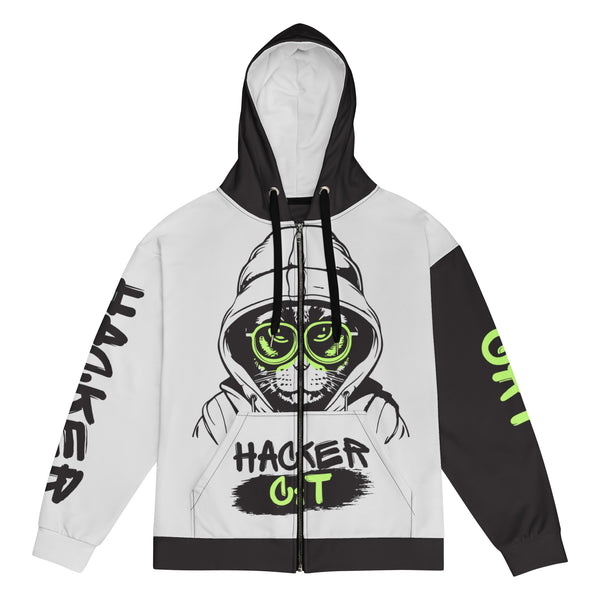 Zip-Hoodie Allover-Print - Hacker Cat ein Produkt von SCHIETKRAM