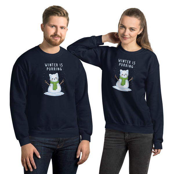 Sweatshirt - Weihnachts-Katze Schnee by Wanderkraehe ein Produkt von SCHIETKRAM