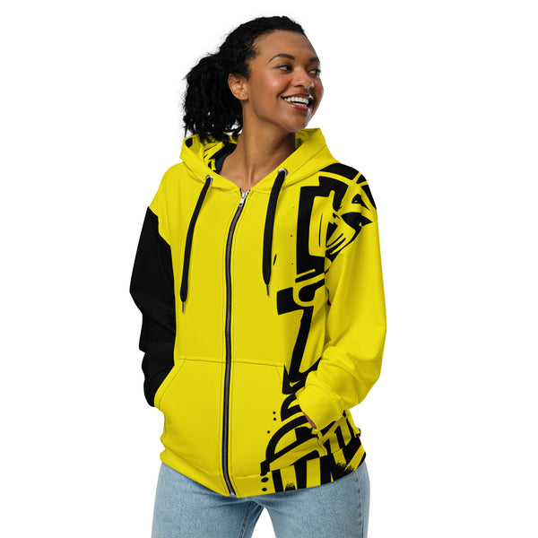Zip-Hoodie Allover-Print - Notes yellow ein Produkt von SCHIETKRAM