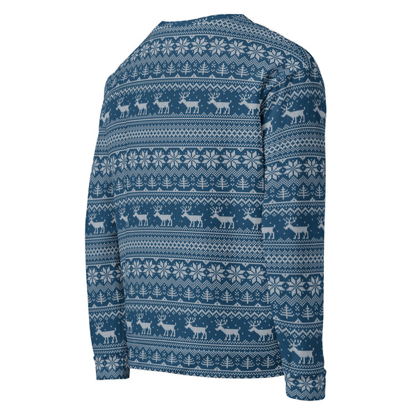 Allover Print Sweatshirt -Weihnachten Strick blue ein Produkt von SCHIETKRAM