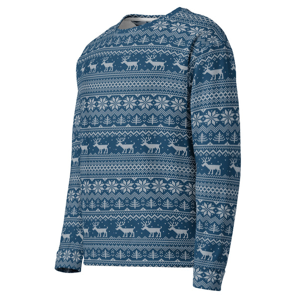 Allover Print Sweatshirt -Weihnachten Strick blue ein Produkt von SCHIETKRAM
