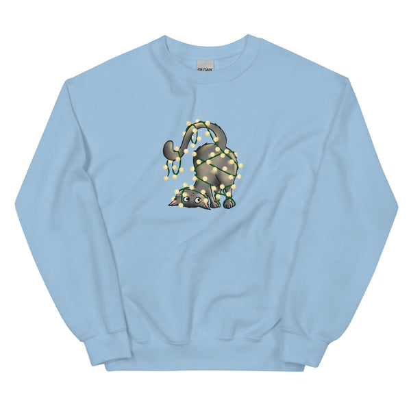 Sweatshirt - Weihnachts-Katze Lichterkette by Wanderkraehe ein Produkt von SCHIETKRAM