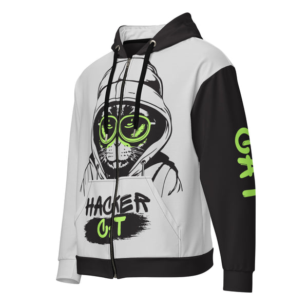 Zip-Hoodie Allover-Print - Hacker Cat ein Produkt von SCHIETKRAM