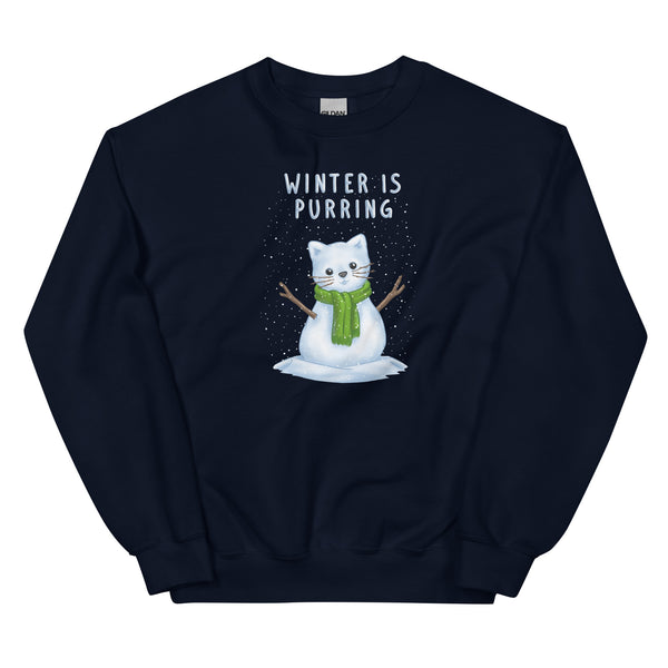 Sweatshirt - Weihnachts-Katze Schnee by Wanderkraehe ein Produkt von SCHIETKRAM