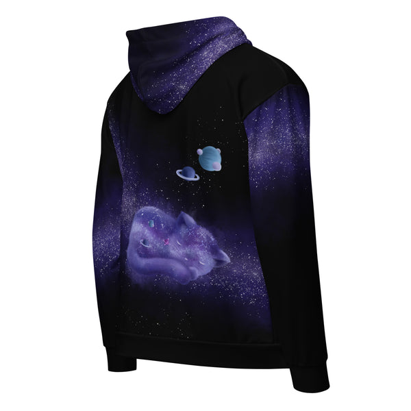 Allover-Print Zip-Hoodie - Galaxy Cat by Wanderkraehe ein Produkt von SCHIETKRAM