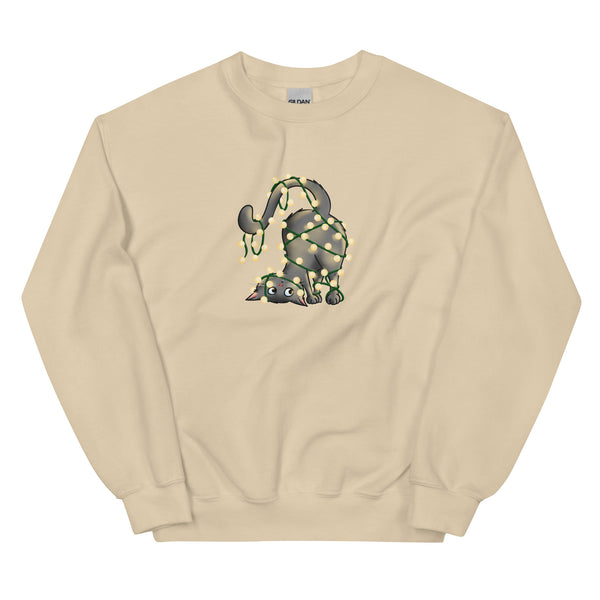 Sweatshirt - Weihnachts-Katze Lichterkette by Wanderkraehe ein Produkt von SCHIETKRAM