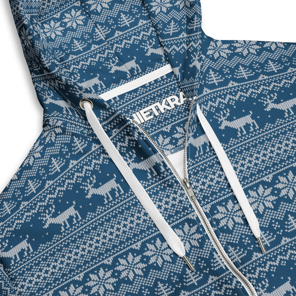 Zip-Hoodie Allover-Print - Weihnachten Strick blue ein Produkt von SCHIETKRAM