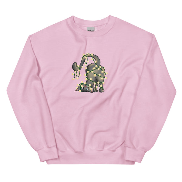 Sweatshirt - Weihnachts-Katze Lichterkette by Wanderkraehe ein Produkt von SCHIETKRAM