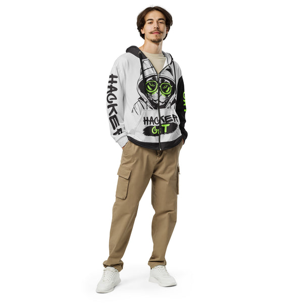 Zip-Hoodie Allover-Print - Hacker Cat ein Produkt von SCHIETKRAM