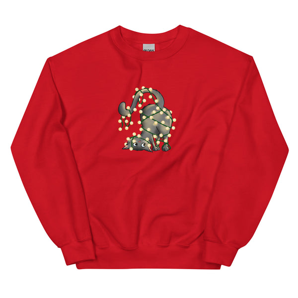 Sweatshirt - Weihnachts-Katze Lichterkette by Wanderkraehe ein Produkt von SCHIETKRAM