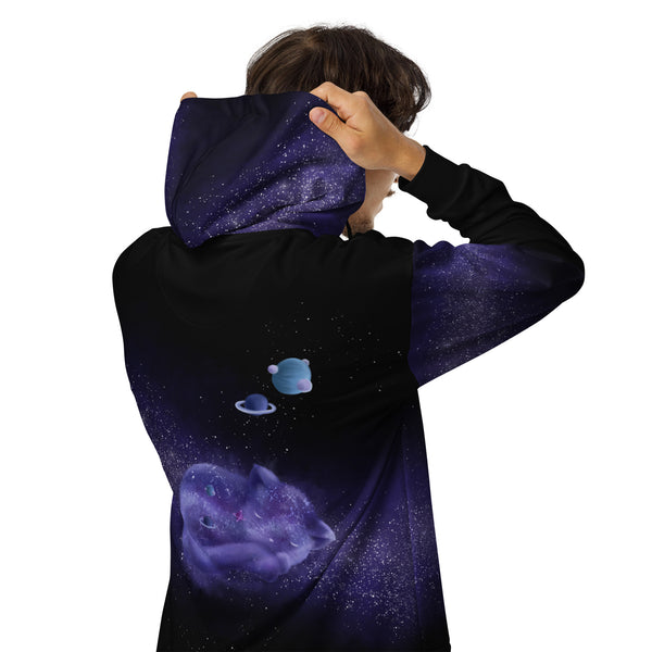 Allover-Print Zip-Hoodie - Galaxy Cat by Wanderkraehe ein Produkt von SCHIETKRAM