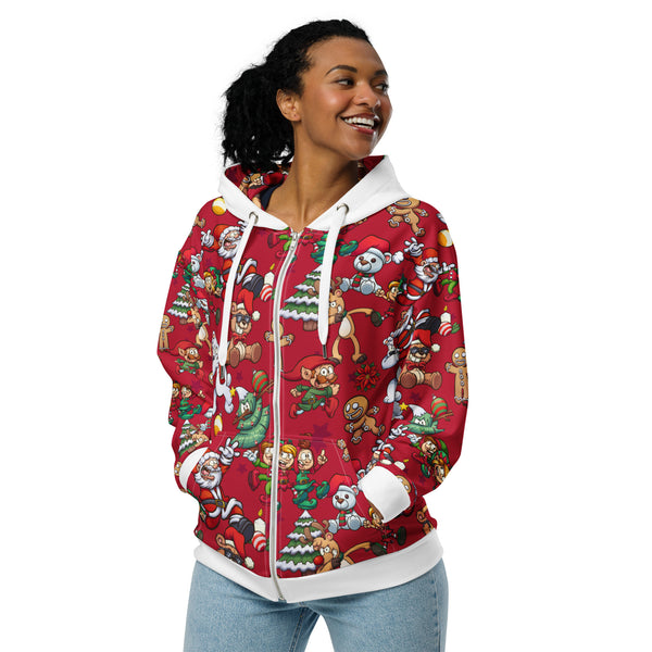 Zip-Hoodie Allover-Print - Crazy Christmas ein Produkt von SCHIETKRAM