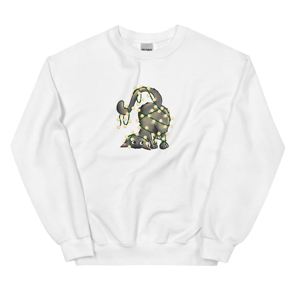Sweatshirt - Weihnachts-Katze Lichterkette by Wanderkraehe ein Produkt von SCHIETKRAM