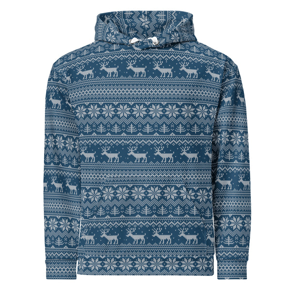 Allover Print Hoodie - Weihnachten Strick blue ein Produkt von SCHIETKRAM