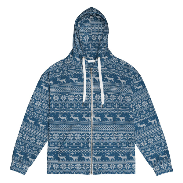Zip-Hoodie Allover-Print - Weihnachten Strick blue ein Produkt von SCHIETKRAM
