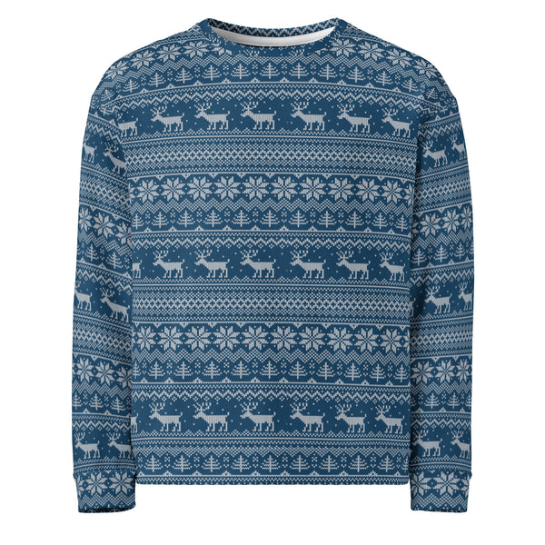 Allover Print Sweatshirt -Weihnachten Strick blue ein Produkt von SCHIETKRAM