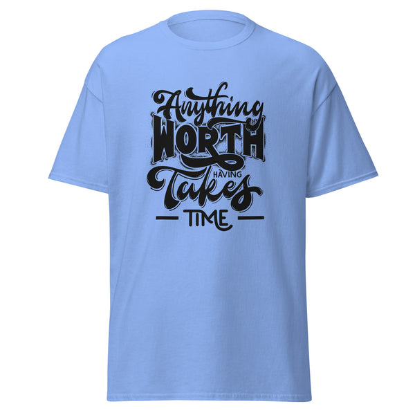 T-Shirt Classic - Anything worth having black Carolina Blue ein Produkt von SCHIETKRAM