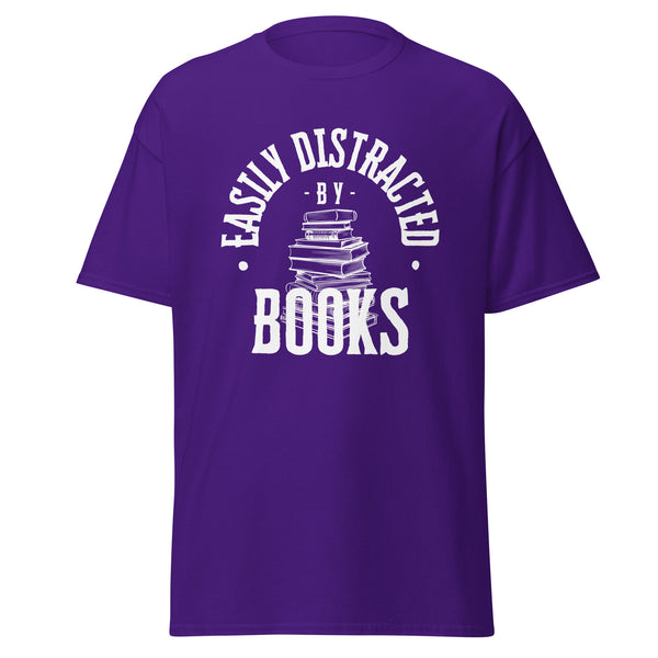 T-Shirt Classic - Easily Distracted by Books white Purple ein Produkt von SCHIETKRAM