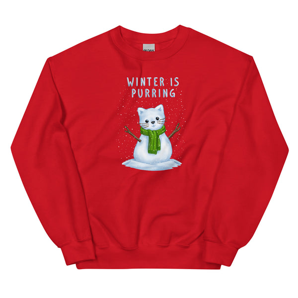 Sweatshirt - Weihnachts-Katze Schnee by Wanderkraehe Red ein Produkt von SCHIETKRAM
