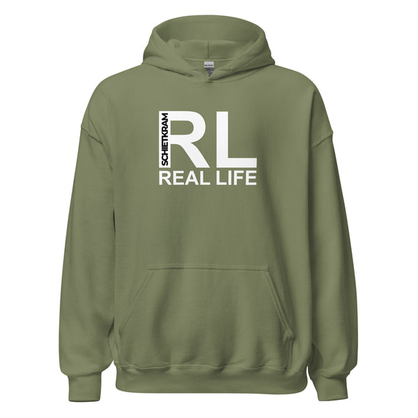 Hoodie Classic - Real Life white Military Green ein Produkt von SCHIETKRAM