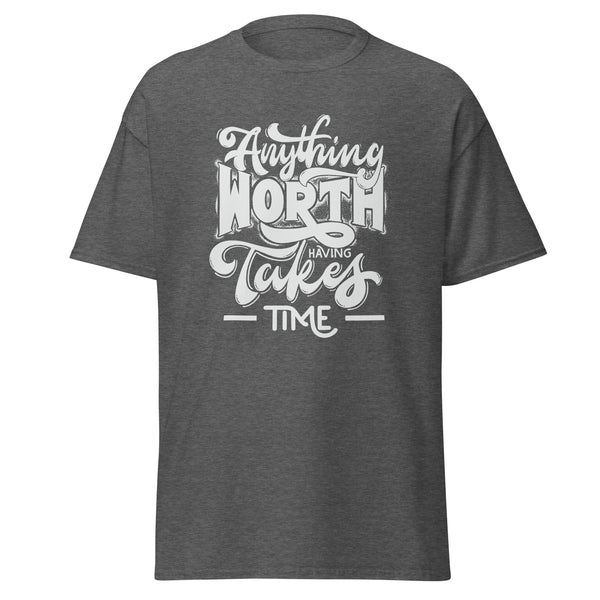 T-Shirt Classic - Anything worth having white Dark Heather ein Produkt von SCHIETKRAM