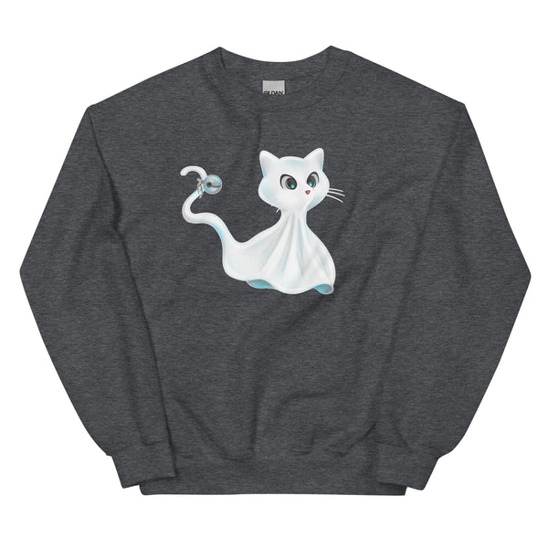 Sweatshirt - Ghost Cat by Wanderkraehe Dark Heather ein Produkt von SCHIETKRAM