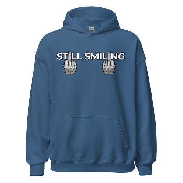 Hoodie Classic - Still Smiling white Indigo Blue ein Produkt von SCHIETKRAM