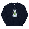 Sweatshirt - Weihnachts-Katze Schnee by Wanderkraehe Navy ein Produkt von SCHIETKRAM
