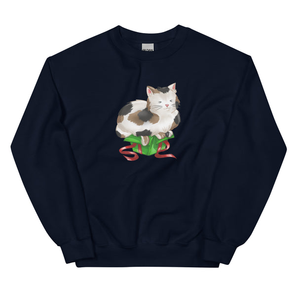 Sweatshirt - Weihnachts-Katze Geschenk by Wanderkraehe Navy ein Produkt von SCHIETKRAM