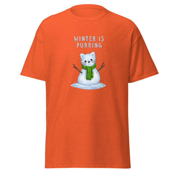 T-Shirt Classic - Weihnachts-Katze Schnee by Wanderkraehe Orange ein Produkt von SCHIETKRAM