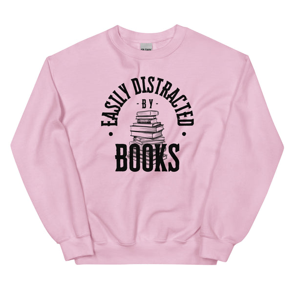 Sweatshirt - Easily distracted by Books black Light Pink ein Produkt von SCHIETKRAM