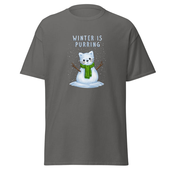 T-Shirt Classic - Weihnachts-Katze Schnee by Wanderkraehe Charcoal ein Produkt von SCHIETKRAM