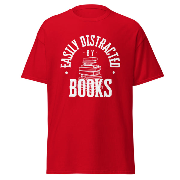 T-Shirt Classic - Easily Distracted by Books white Red ein Produkt von SCHIETKRAM