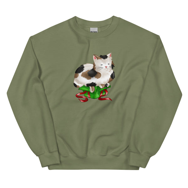 Sweatshirt - Weihnachts-Katze Geschenk by Wanderkraehe Military Green ein Produkt von SCHIETKRAM