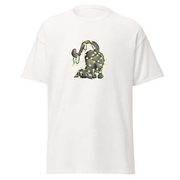 T-Shirt Classic - Weihnachts-Katze Lichterkette by Wanderkraehe White ein Produkt von SCHIETKRAM