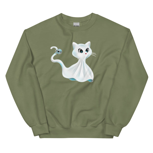 Sweatshirt - Ghost Cat by Wanderkraehe Military Green ein Produkt von SCHIETKRAM