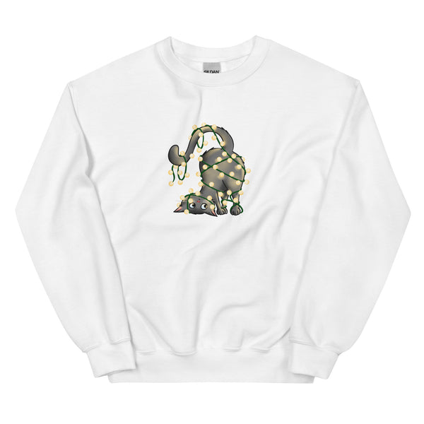 Sweatshirt - Weihnachts-Katze Lichterkette by Wanderkraehe White ein Produkt von SCHIETKRAM