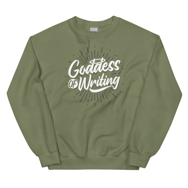 Sweatshirt - Goddess of Writing white Military Green ein Produkt von SCHIETKRAM