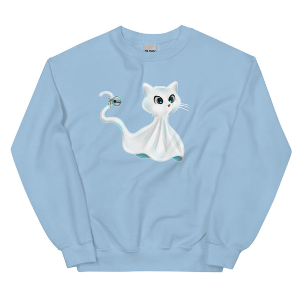 Sweatshirt - Ghost Cat by Wanderkraehe Light Blue ein Produkt von SCHIETKRAM