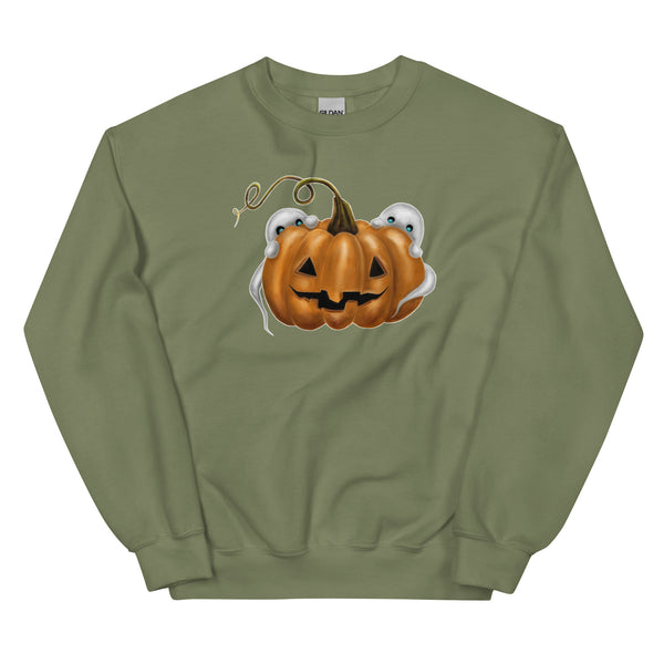 Sweatshirt - Kürben-Geister by Wanderkraehe Military Green ein Produkt von SCHIETKRAM