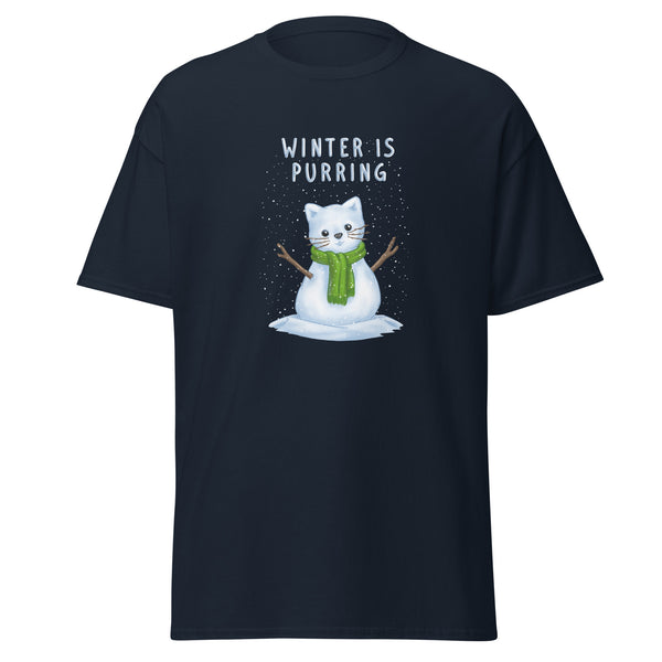 T-Shirt Classic - Weihnachts-Katze Schnee by Wanderkraehe Navy ein Produkt von SCHIETKRAM