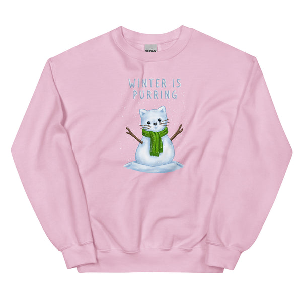 Sweatshirt - Weihnachts-Katze Schnee by Wanderkraehe Light Pink ein Produkt von SCHIETKRAM