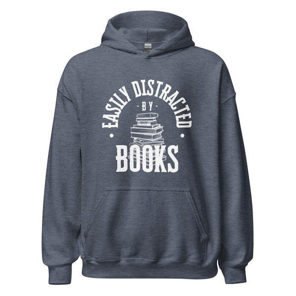 Hoodie Classic - Easily distracted by Books white Heather Sport Dark Navy ein Produkt von SCHIETKRAM
