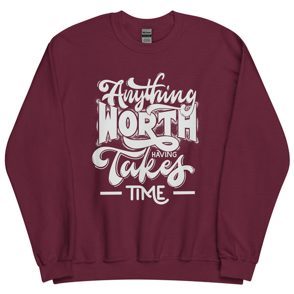 Sweatshirt - Anything Worth Having white Maroon ein Produkt von SCHIETKRAM