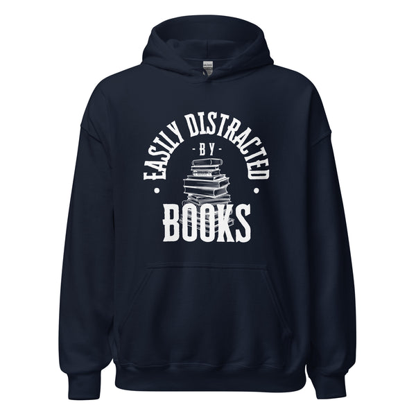 Hoodie Classic - Easily distracted by Books white Navy ein Produkt von SCHIETKRAM